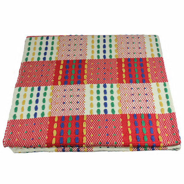 Handmade 100% Cotton Washable Rug - Red Patch