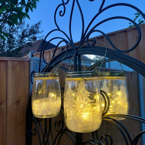 Lantern Garden Home Light Set of 2 Mason Glass Jars Fireplace Display Ornament