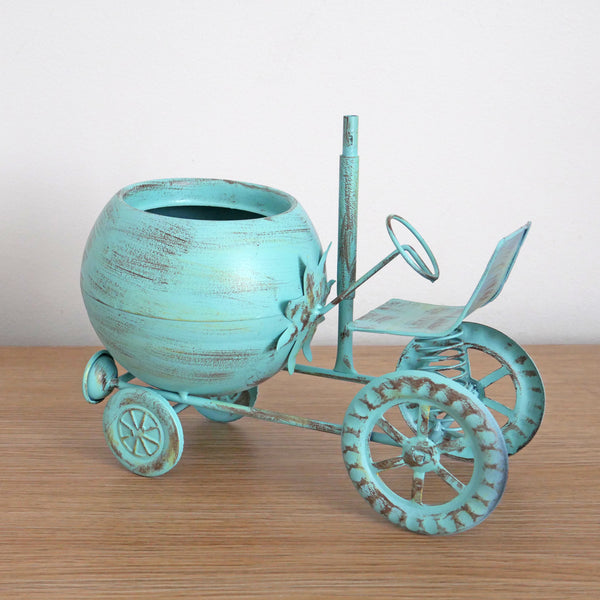 Vintage Tractor Ornamental Planter - Blue