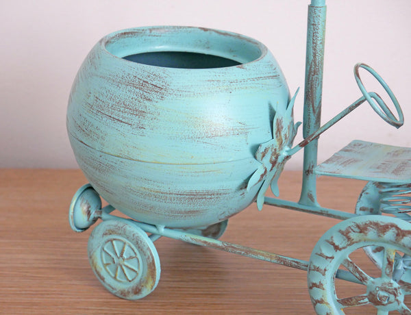 Vintage Tractor Ornamental Planter - Blue
