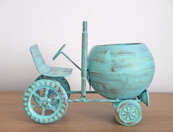 Vintage Tractor Ornamental Planter - Blue
