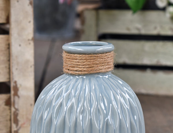 Bottle Shaped Ceramic Vase - Blue