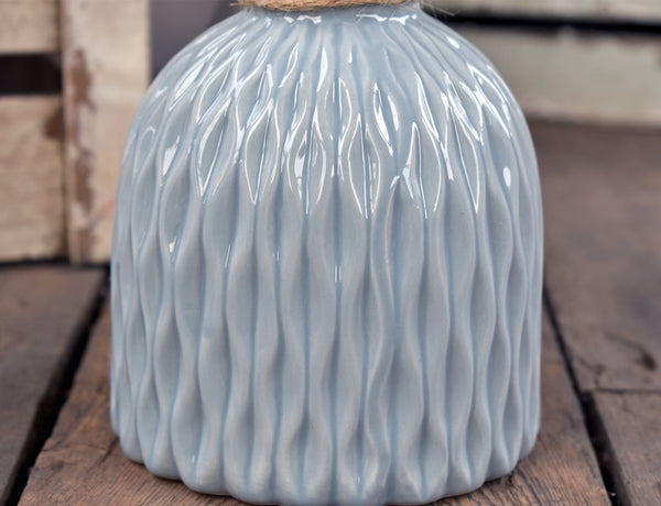 Bottle Shaped Ceramic Vase - Blue