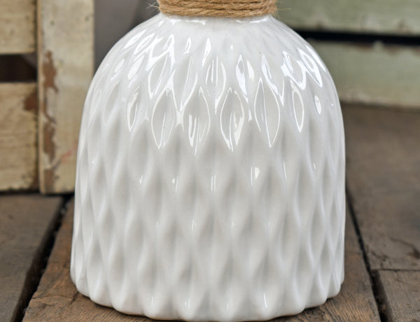 Bottle Shaped Ceramic Vase - White