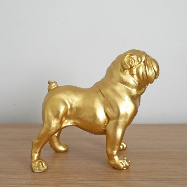Standing British Bulldog Decorative Sculpture - Gold