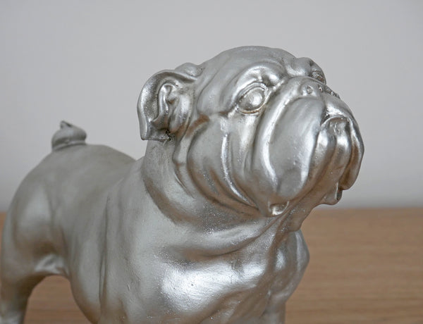 Standing British Bulldog Decorative Sculpture - Silver