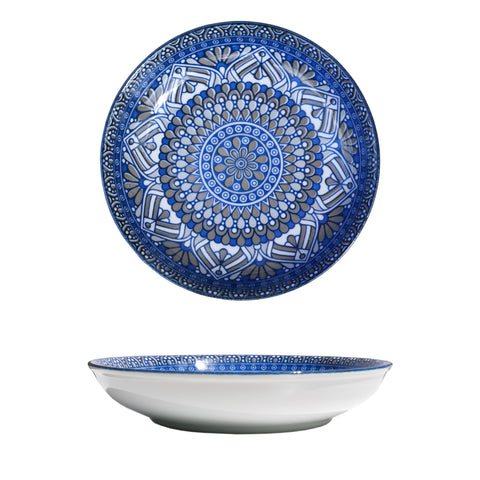 8" Ceramic Mandala Design Round Pasta / Salad Dish