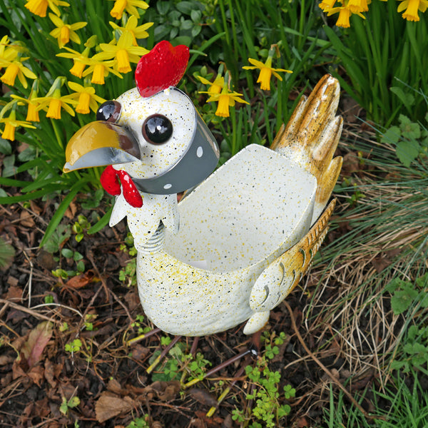 Chicken Ornamental Flower Pot - Ivory