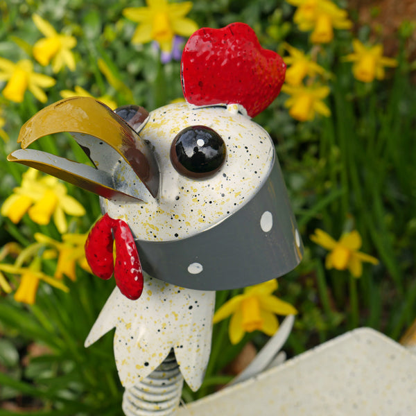 Chicken Flower Pot Garden Ornament - Ivory