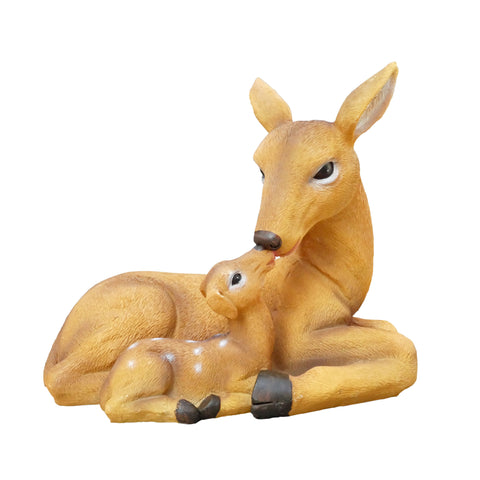 Lying Doe & Fawn Garden Sculpture