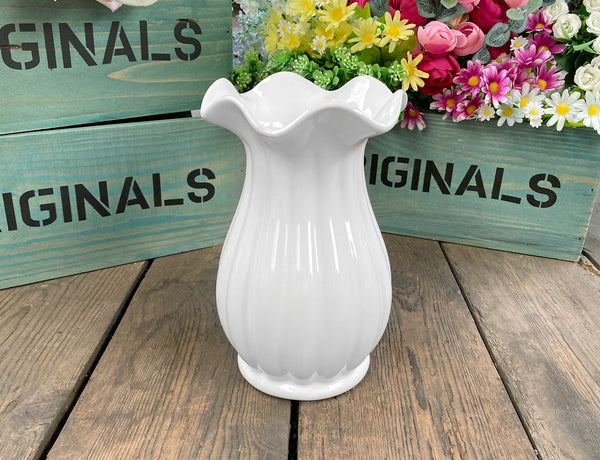 Trumpet Flare Top Ceramic Vase - White