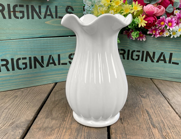 Trumpet Flare Top Ceramic Vase - White