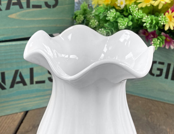 Trumpet Flare Top Ceramic Vase - White