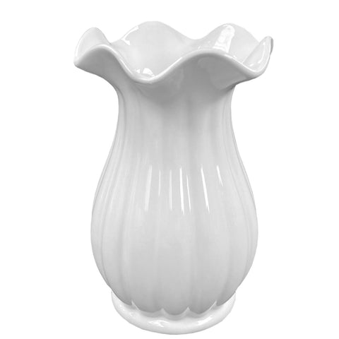 Trumpet Flare Top Ceramic Vase - White