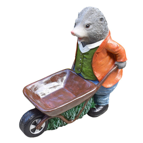 Mole Wheelbarrow Sculpture Resin Garden Ornaments Patio Animal Home Décor GIFT