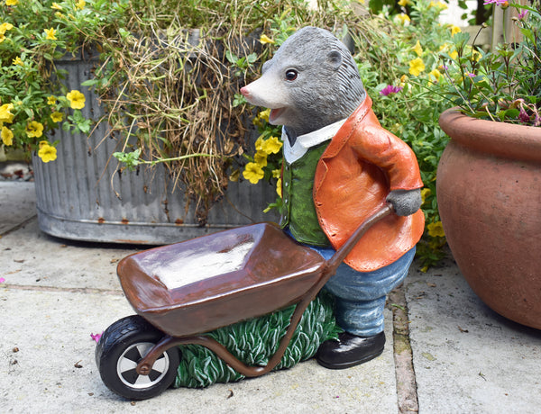 Mole Wheelbarrow Sculpture Resin Garden Ornaments Patio Animal Home Décor GIFT