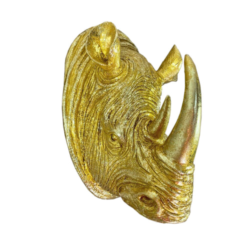 Rhino Head Wall Sculpture - Gold