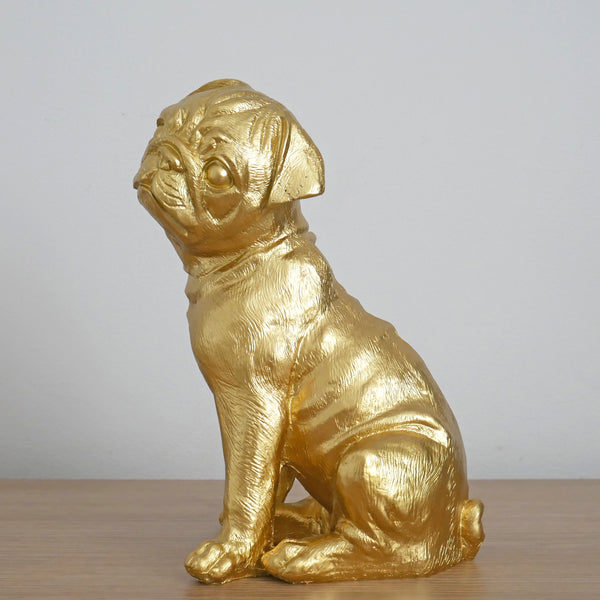 Sitting Pug Decorative Sculpture - Gold