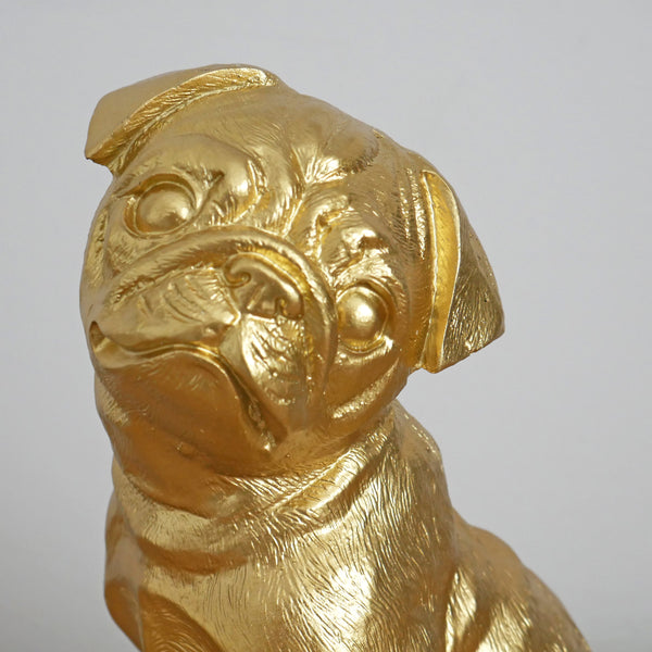 Sitting Pug Decorative Sculpture - Gold