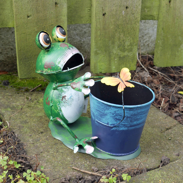 Sitting Green Frog Ornamental Plant Pot