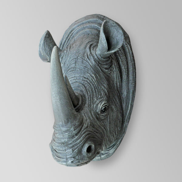 Rhino Head Wall Sculpture - Grey