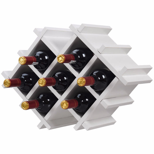 Wall Mounted Wine Rack & Floating Shelves - White