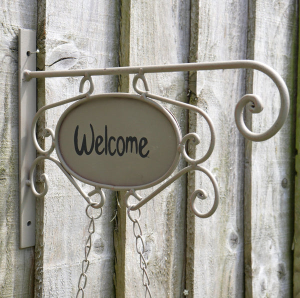 Welcome Sign Hanging Plant Pot - Grey