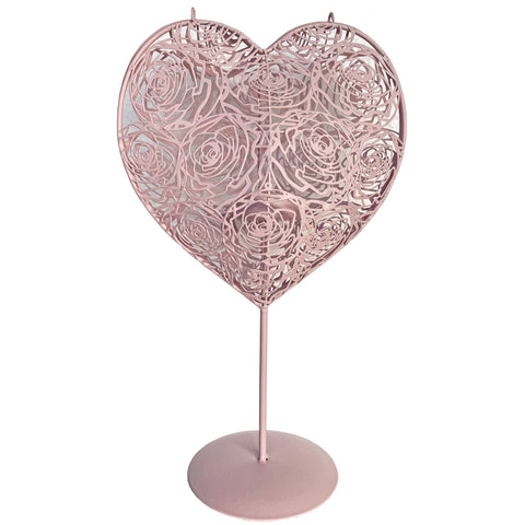 Hearts Shaped Metal Candle Holders - Pink