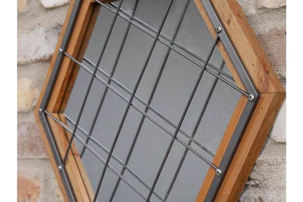 Hexagonal Shape Industrial Style Wall Mirror