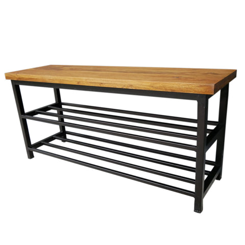 3 Tier Retro Industrial Style Shoe Rack Bench