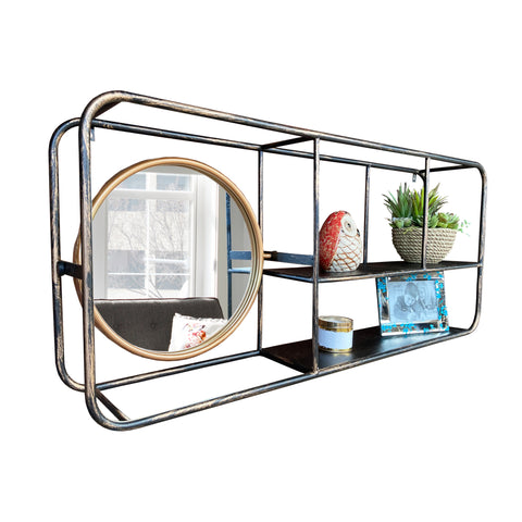 2 Tier Cube Storage Shelf with Mirror - 100cm Length