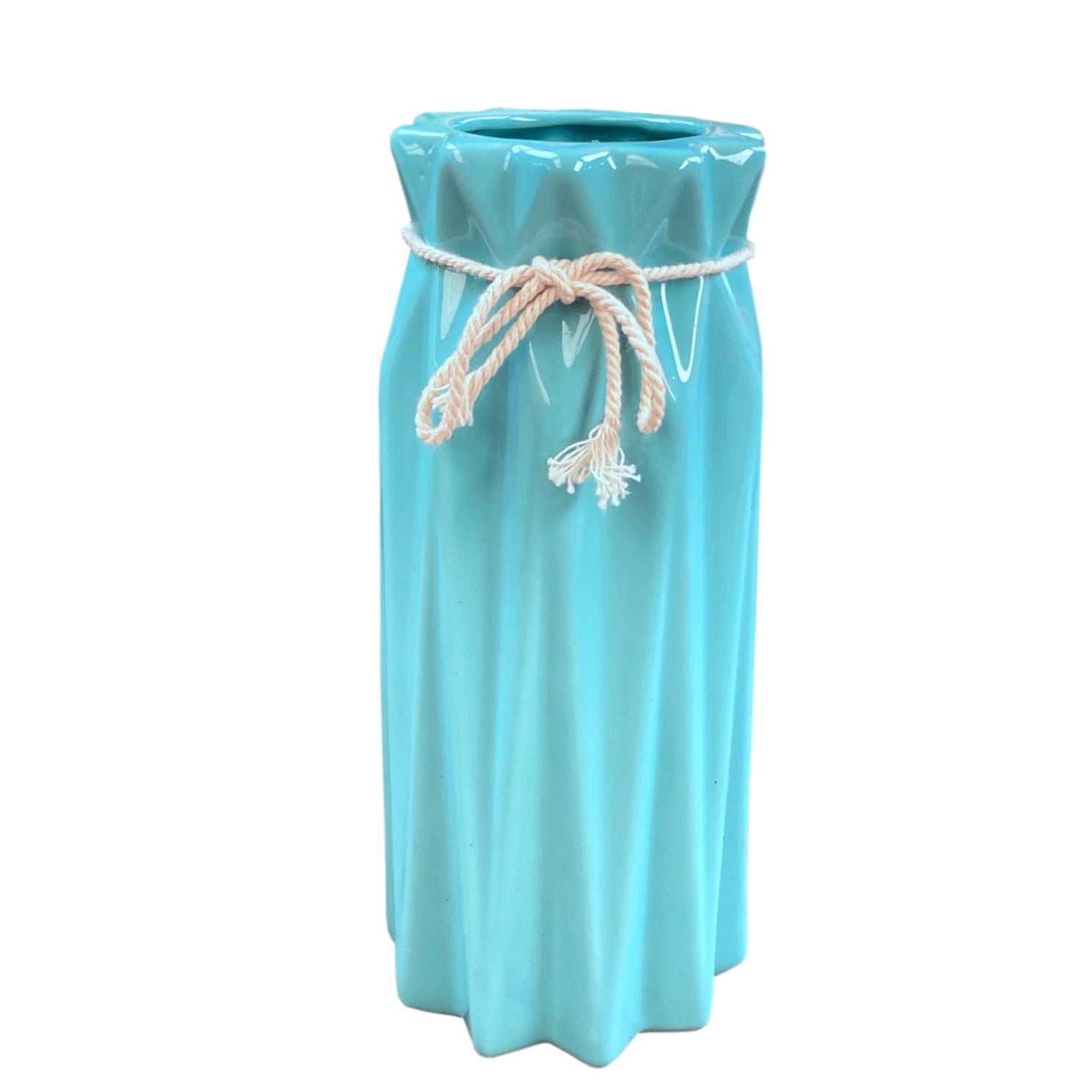 23cm Decorative Ceramic Embossed Flower Table Vase - Blue