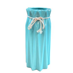 23cm Decorative Ceramic Embossed Flower Table Vase - Blue