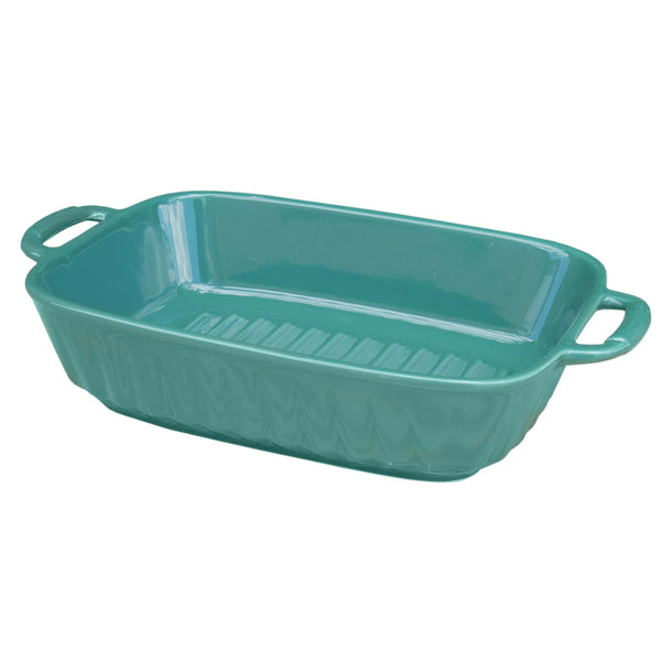 Ceramic Rectangle Oven Baking Tray - Large Green
