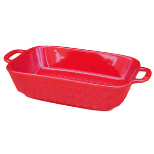 Ceramic Rectangle Oven Baking Tray - Large Red