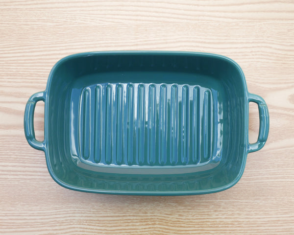 Ceramic Rectangle Oven Baking Tray - Large Green
