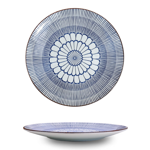 10" Ceramic Geometric Round Dinner Plate