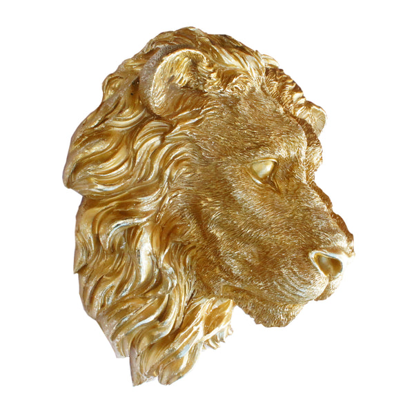 Lion Head Wall Sculpture - Large Gold