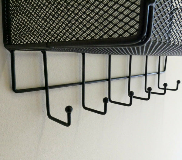 40cm Wall Black Shelf Storage Basket Hanging Shelving Bathroom organiser Hooks