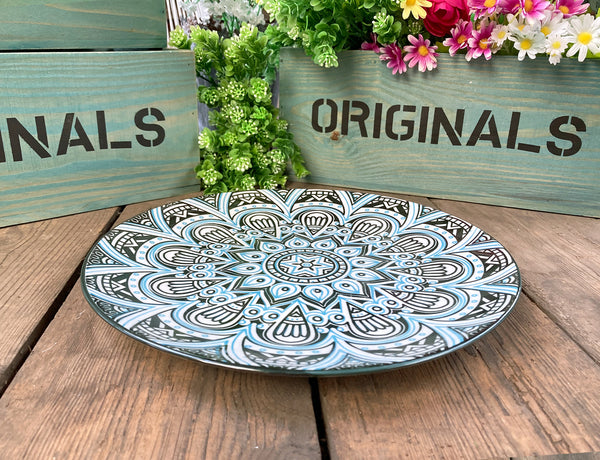 10" Ceramic Floral Mandala Round Dinner Plate