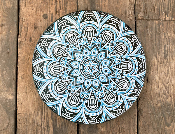 10" Ceramic Floral Mandala Round Dinner Plate
