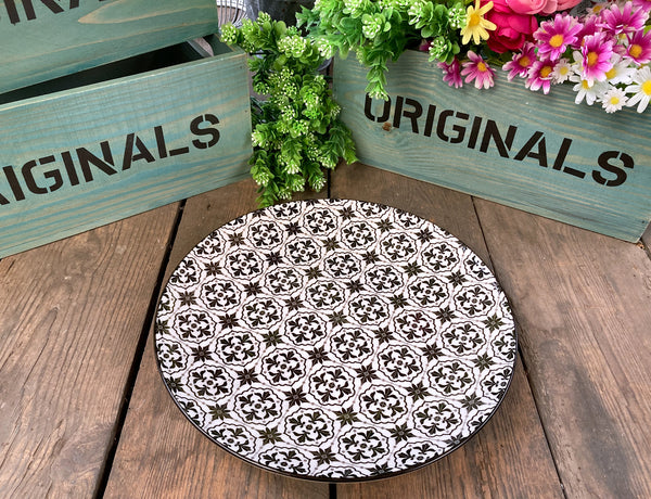 10" Ceramic Geometric Design Round Dinner Plate