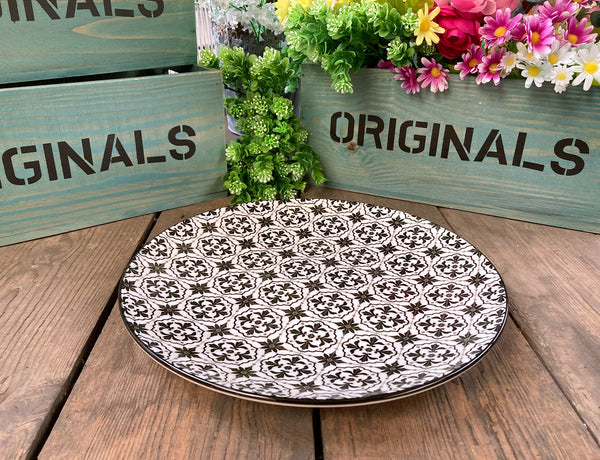 10" Ceramic Geometric Design Round Dinner Plate