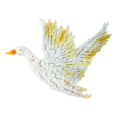 Flying Duck Metal Wall Hanging Sculpture - Ivory