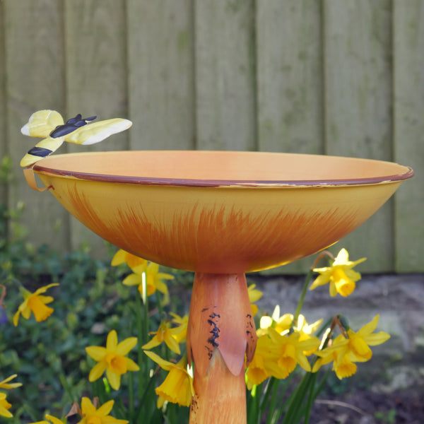 Mushroom Bird Bath or Feeder Garden Ornament - Orange