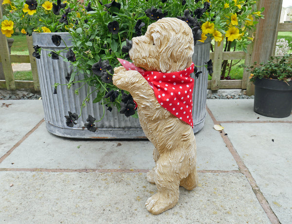 Peeping Puppy Standing Dog Sculpture - Terrier