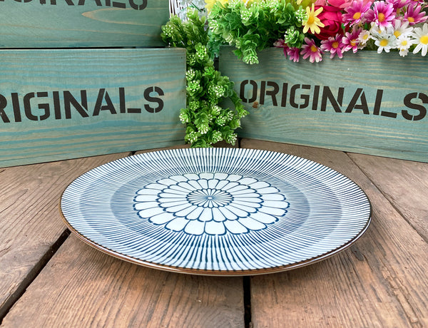 10" Ceramic Geometric Round Dinner Plate