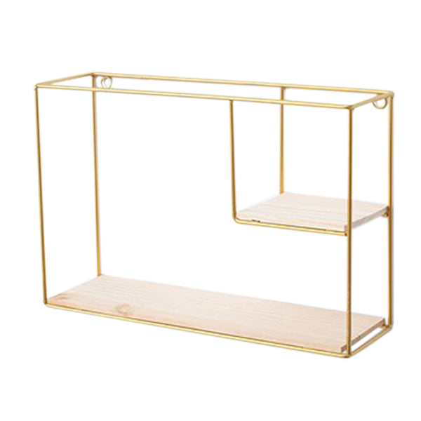 Rectangle - 2 Tier Gold Metal Frame Shelf