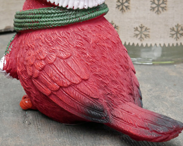 Red Bird Ornament Wearing Scarf & Christmas Hat