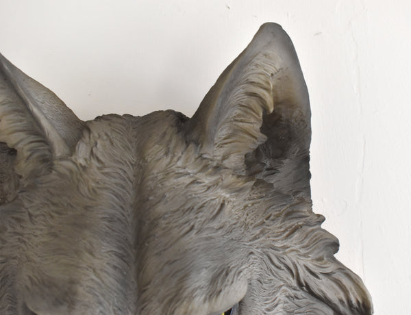 Large Wolf Head Wall Sculpture - Grey
